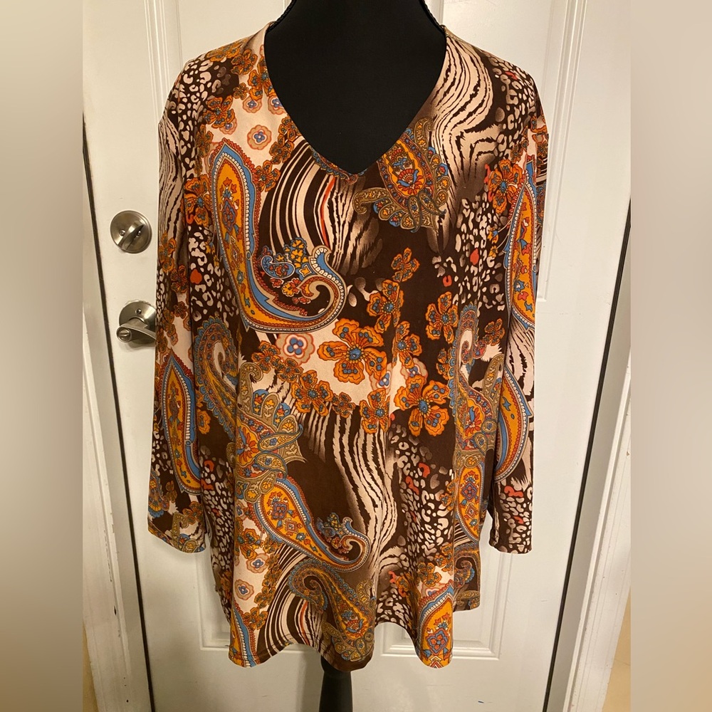 Colorful Paisley and Animal Print Tunic